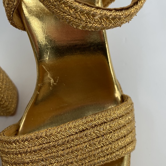 Jeffrey Campbell Yachty Platform sandal shoe chunky heel metallic gold disco 8 - Picture 8 of 8